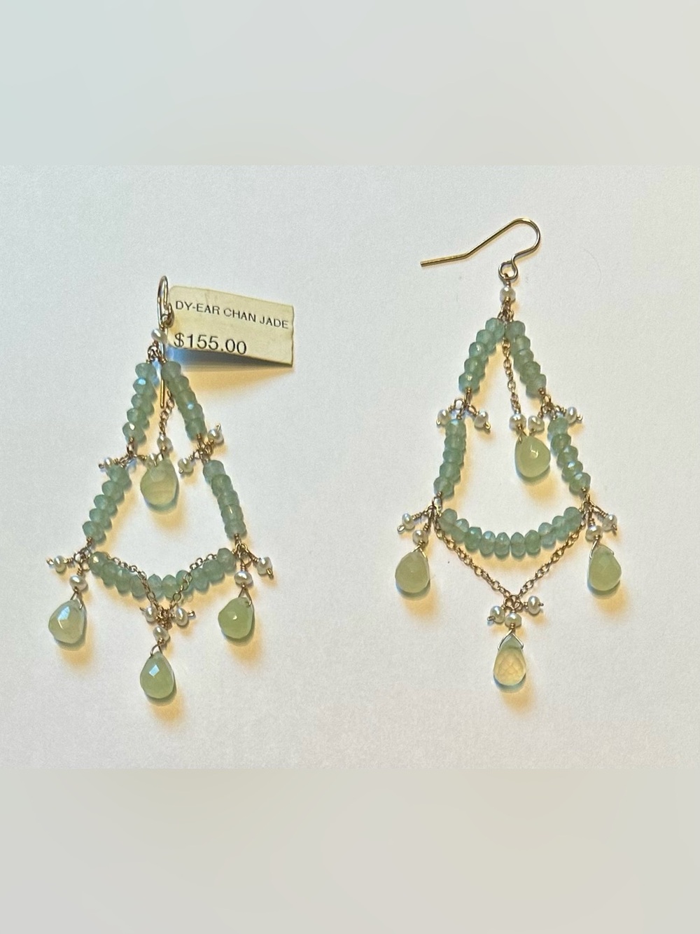 Chan Luu Jade & Freshwater Pearl Chandelier Dangle Earrings NWT $155